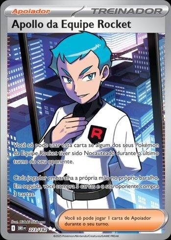Apollo da Equipe Rocket (223/182) — carta colecionável anunciada no CardNatal