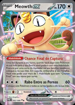 Meowth ex — carta colecionável anunciada no CardNatal