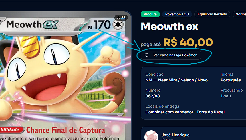 ver carta na Liga Pokémon